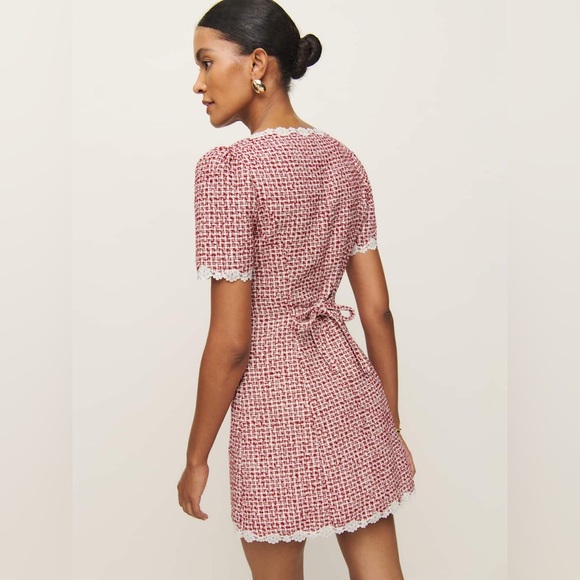 Reformation Anabella Mini Dress in Red Check - Picture 2 of 8
